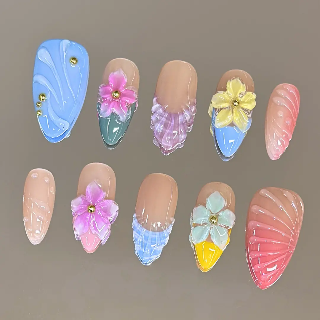 NailVesta SEASHELL SORBET – 100% Handcrafted 3D Press-On Nails | Reusable, Long-Lasting, Salon-Quality black lace nail art nail art