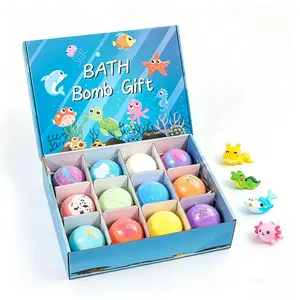 12 Pack Kids Bath Bombs with Surprise Toys Inside, Fizzy Bath Bombs for Toddlers 3+ with Marine Animal Toys, Fun Bath Bombs Gift Set for Boys & Girls, Colorful & Fragrant Bath Balls