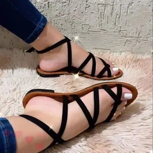 Women's Gladiator Strap Sandals Flat Fisherman Thong Strappy Sandals Dark Brown