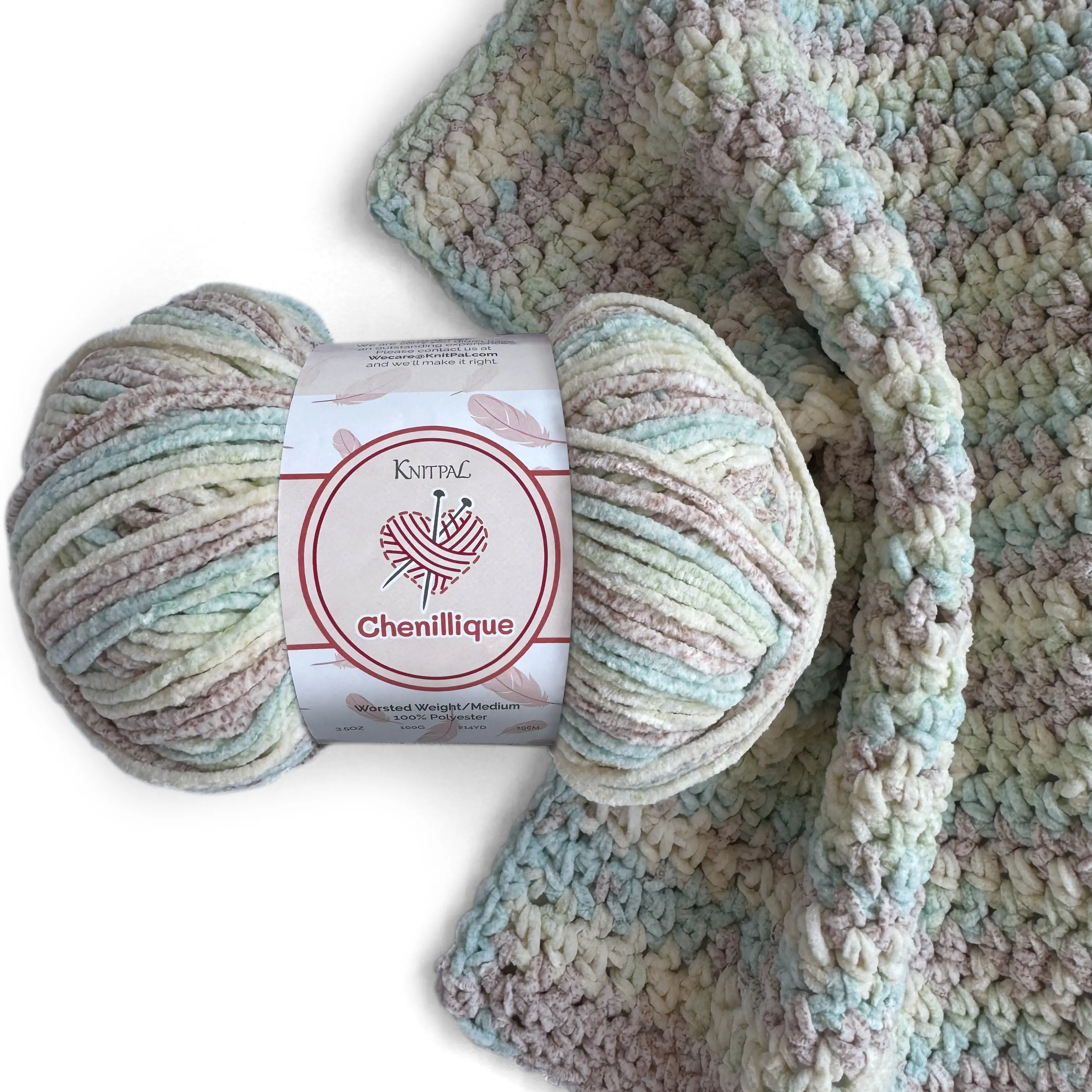 Medium Worsted Weight Chenille Yarn, 4 Skeins, 856 yds/400g - KnitPal Chenille Velvet Yarn for Knitting and Crocheting, Perfect for Amigurumi and Baby Projects