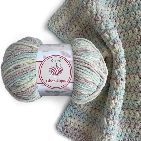 KnitPal Lightweight Soft Velvet Chenille Yarn - Medium Worsted Weight, 4 Skeins, 856yd/400g, Color Blocking & Variegated Colors, Plush Look, Wash & Tumble Ok, Ample Yardage, Lifetime Promise, for Knitting/Crochet, Ideal for Baby Items Amigurumi