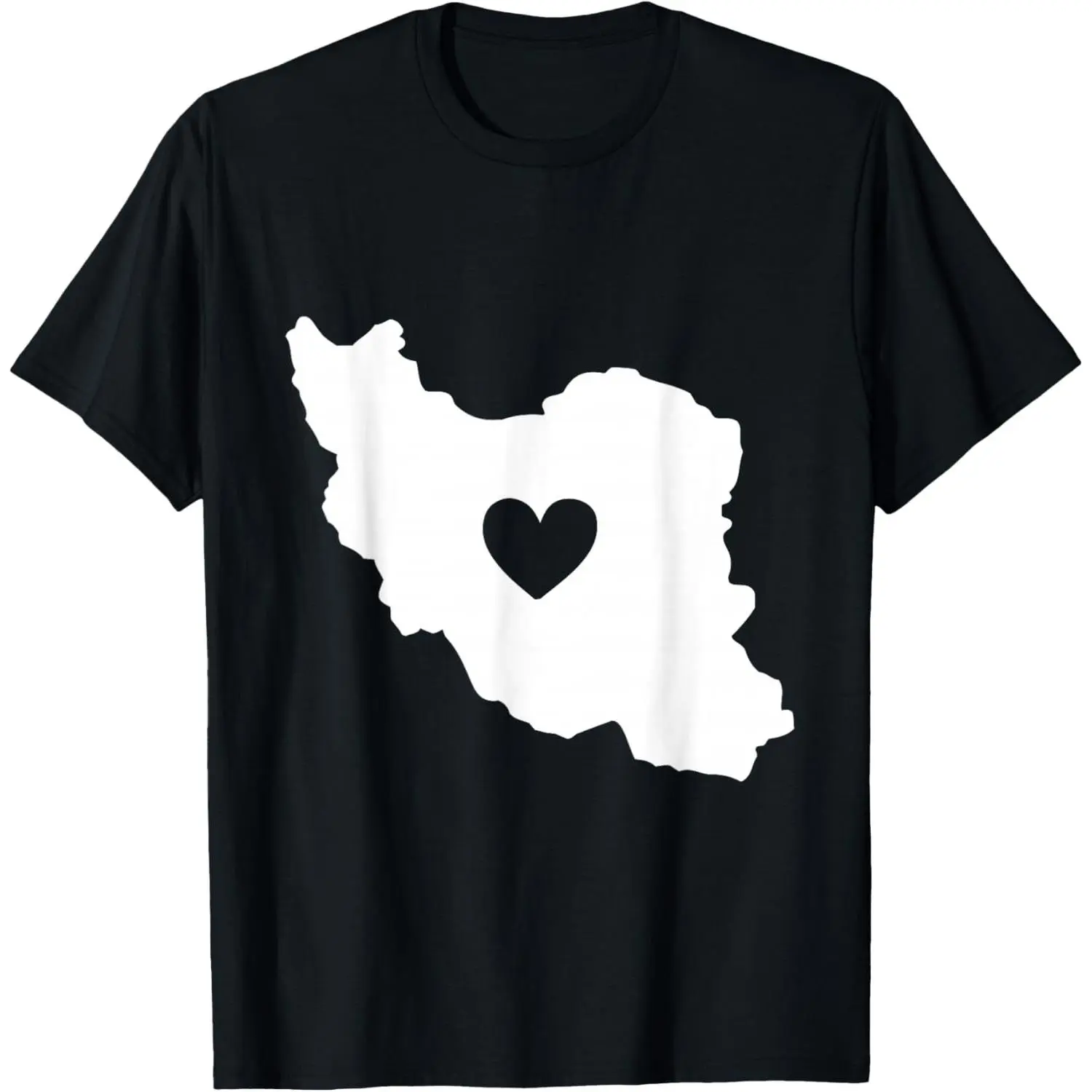 Women's 100% Cotton Short-Sleeve Vintage Round Neck Graphic Streetwear T-Shirt, Iran Map Heart Symbol Design, Iranian Love Gift