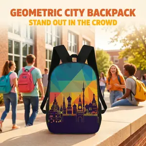 17-Inch Dual-Shoulder Sport Travel Backpack With Identical Landmark Patterns For Both Genders