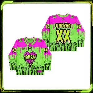 Zombae Hockey Jersey - Limited Editon, EDM Festival Long Sleeve Shirt for Men & Women, EDM Rave Jersey Colors, y2k Clothing, Birthday Gift for Her Him