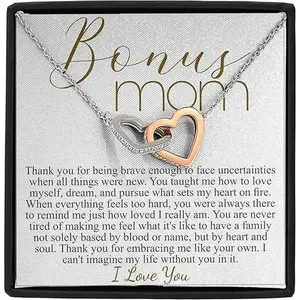 Thank You Bonus Mom Necklace, Necklace as Mothers Day Gifts, Birthday Gifts For Stepmom as Bonus Mom From Daughter, Step Mom Necklace as Stepmother