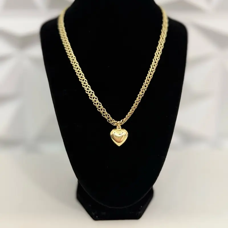Cadena española de 6mm size 18” con dije de corazón inflado mediano