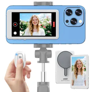 Magnetic Selfie Monitor Screen for iPhone, Wireless Phone Vlog Monitor, Back Camera Recording Display, 1080P Viewing Screen, Live Stream Monitor for TikTok, Supports 4K 30FPS Wired Recording