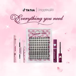 BunnyCake Lashes - Manga Style Look Anime Lashes Manhua 8-18mm Cluster Lashes 100 Pcs Soft Comfortable Ultra Thin Band Synthetic Fibers DIY Eyelash Makeup