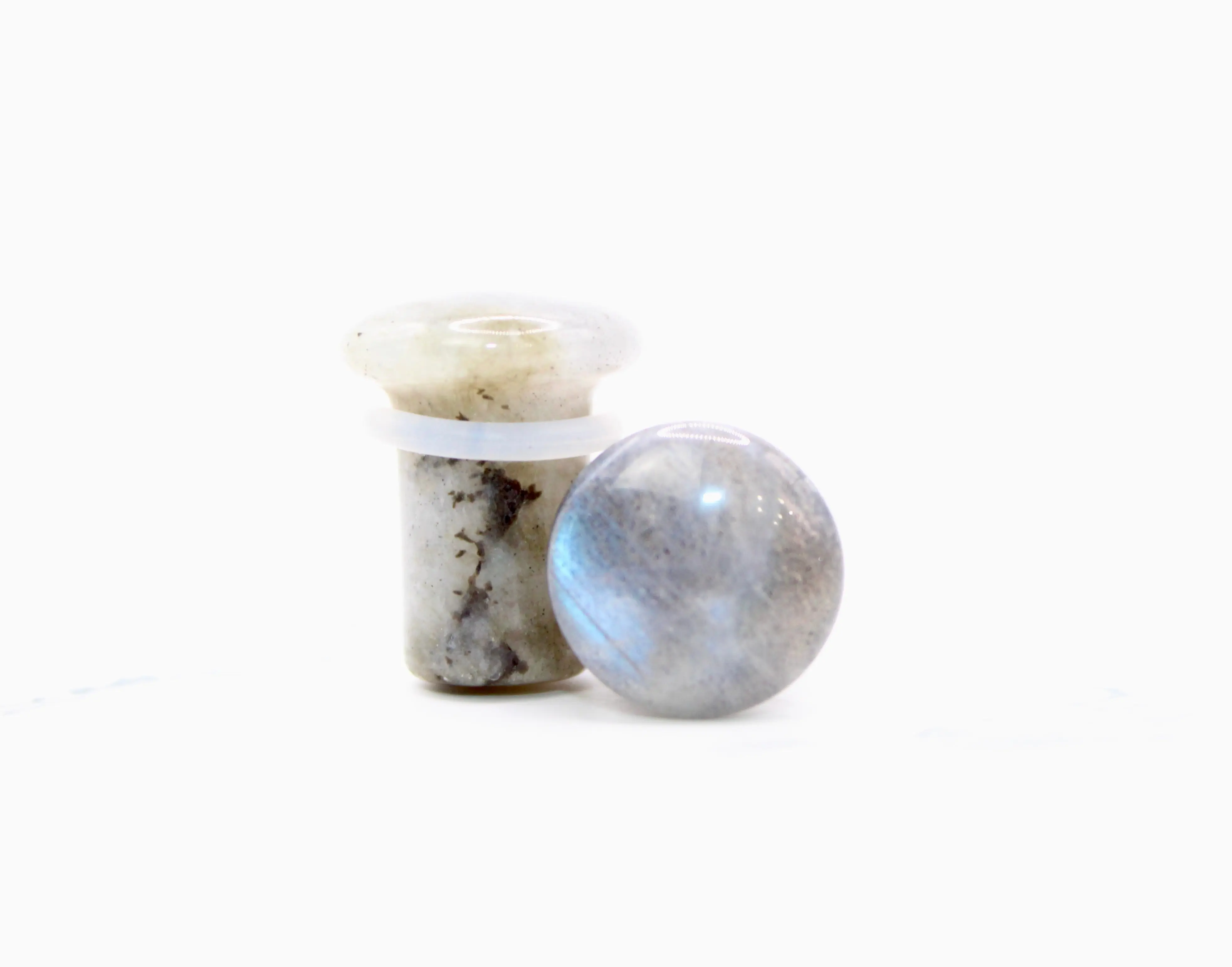 Labradorite Single Flare Plugs Pair Rainbow Moonstone 3mm-16mm