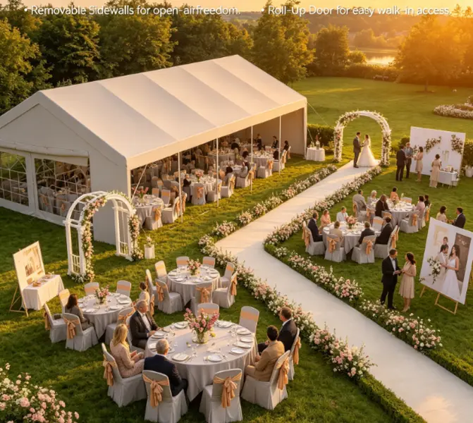 Easy setup [Ships in 3 Packages]Aoxun 20x40 Party Tent Canopy for Weddings Waterproof Event Tent with Removable Sidewalls &Roll-up Door, Heavy-Duty Steel Frame for Outdoor Weddings, BBQ, Birthday Parties, & Camping,White