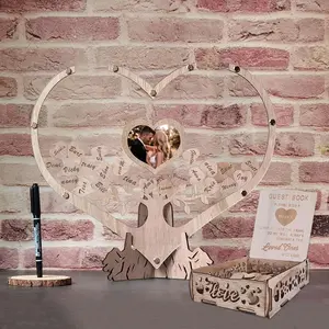 Heart Wedding Guest Book Alternative, Rustic  Wedding Souvenirs with Drop Box Heart Picture Frame Wedding Sign Decor for Reception and Ceremony Party