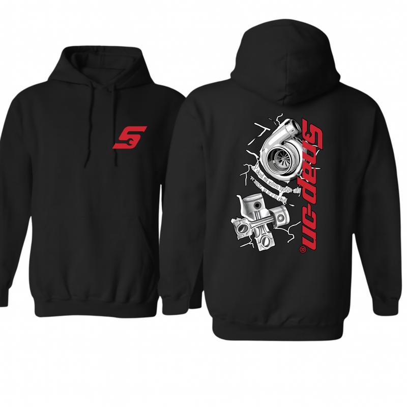Snap-on Turbo Hoodie – Piston & Turbocharger Graphic, Bold Red Vertical Logo, Mechanic Streetwear Pullover, Unisex Fit - Menswear, Streetwear. Men's Tops - Hoodies & Sweatshirts - Men's Hoodies