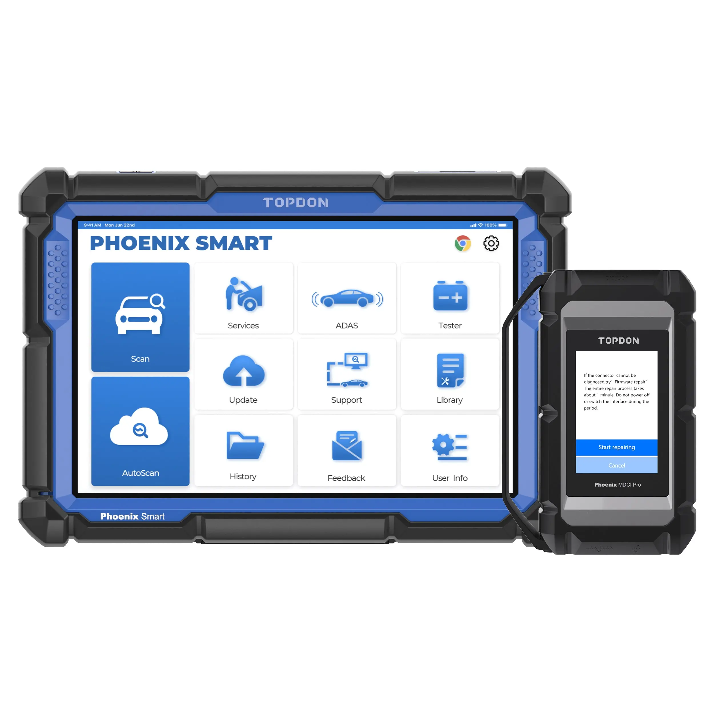 TOPDON Phoenix Smart Portable Digital Car Code Reader & Scanner - 10.1" Display, Cloud-Based Programming, Advanced Protocols, 2-Year Updates, Wi-Fi, Digital Products, Electronic Gadgets for Arabic, Russian, Germany, Italian Users