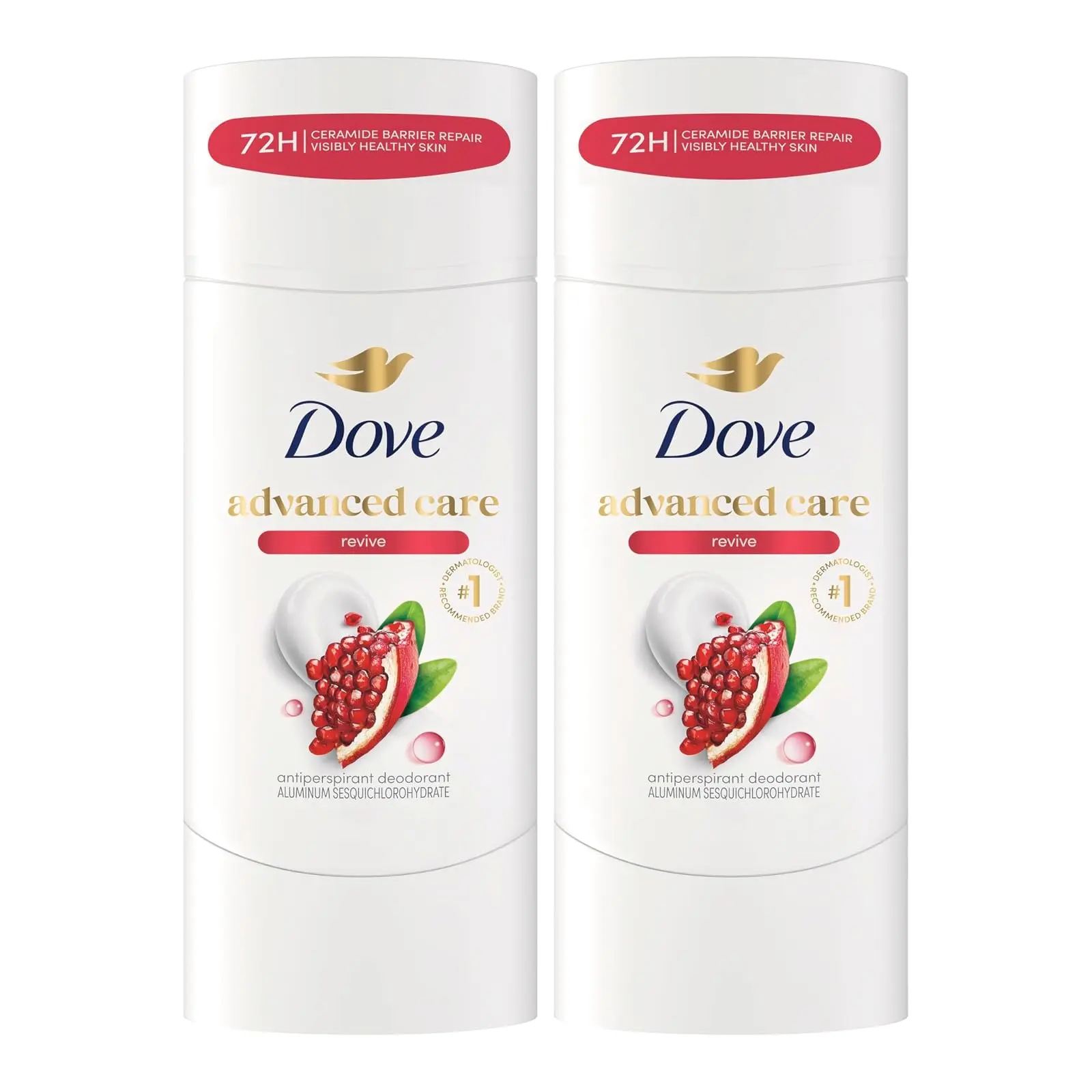Dove Advanced Care Antiperspirant Deodorant for Women, 72H Sweat & Odor Protection, Pro-Ceramide Technology, Kind to Skin, Alochol Free, Scent: Revive, Size: 2.6 oz (2 Pack)