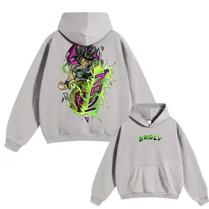 Unisex Broly Graphic Hoodies, 80s-90s Streetwear Cotton Tops, Fall-Freshness Anime Funny Outfits, Ideal Men's Gifts