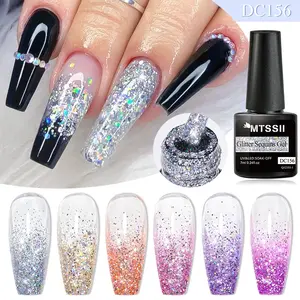 MTSSII 7ml Glitter Sequins Nail Gel, Soak Off UV/LED Nail Gel Shiny Sparkling Nail Art Design Gel for Beauty Salon and Home Use, Nail Polish, Nail Art Manicure