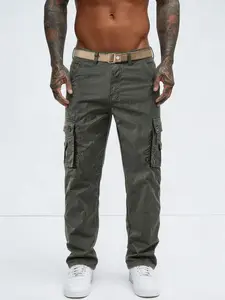 Men's Workwear Long Pants Pure Color Simple Durable Anti-Rip Premium Fabric Suitable for Outdoor Sports and Work Uniforms