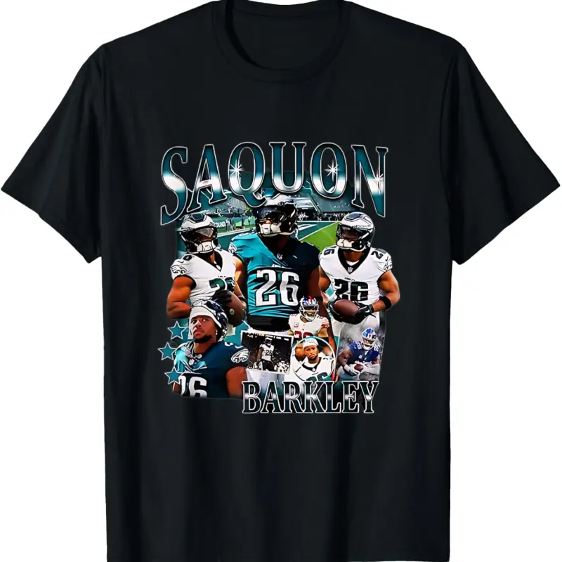 Saquon Vintage Barkley Design 90s Eagles T-Shirt Graphic Tee Football Fans Gifts