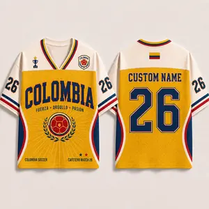 [Custom Name] Colombia Soccer Jersey 2026, Personalized Name Number Mesh Football Shirt, Colombian Flag Unisex Sports Fan Jersey Gift