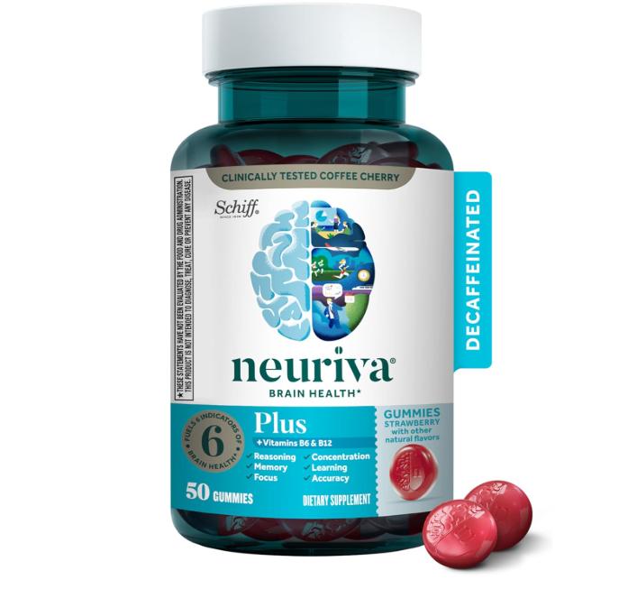Decaffeinated Nootropic Brain Supplement for Memory, Focus & Concentration & Cognitive Function, Clinically Tested NeuroFactor, Phosphatidylserine, Vitamins B6 B12,50ct Strawberry Gummies