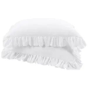 PiccoCasa Ruffled Pillow Shams Set of 2, Soft Breathable Cotton Bed Pillow Covers with Envelope Closure, Ruffle Pillow Case