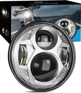 Nilight 5-3/4 5.75 Inch Motorcycles LED Headlight Compatible with Harley Davidson Sportster Iron 883 Dyna Street Bob Super Wide Glide Low Rider Night Rod Train Softail, Chrome