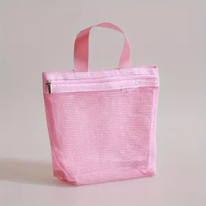 Mesh Storage Clutch Bag, Hollow-Out Shower Drainage Toiletry Bag, Portable Makeup Beach Travel Pouch
