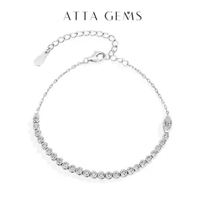 ATTAGEMS Marquise&Round Shape Lab-Created Moissanite Bracelet for Women Men Unisex Luxury 925 Sterling Silver Party Anniversary Bracelets Fine Jewelry B046