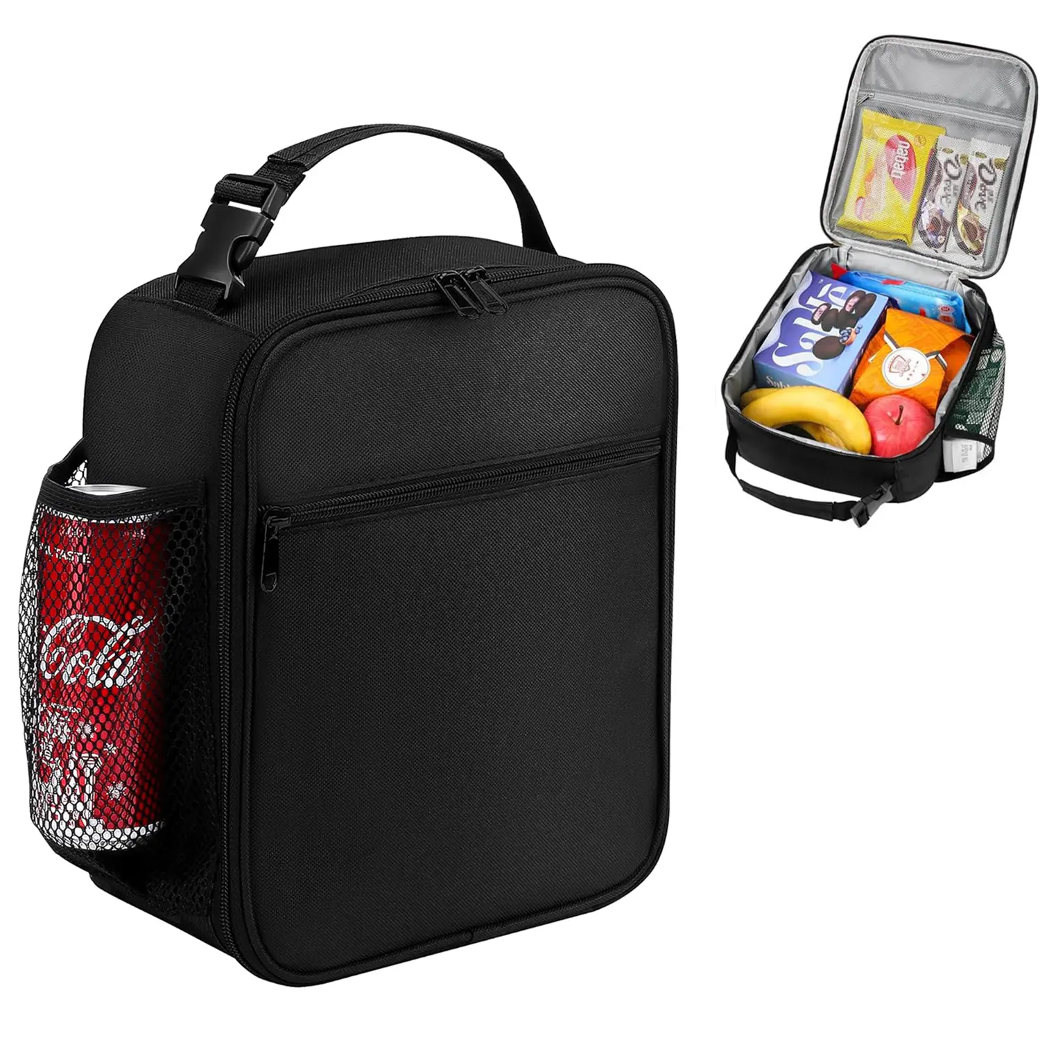 Large Insulated Tote Lunch Bag, Waterproof Food Carrier with Mesh Storage, Thermal Lunch Box for Work & Picnic