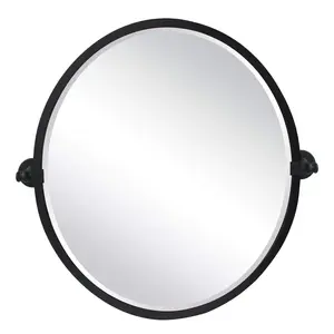 TEHOME Oval Pivotable Tilt Vanity Mirror for Bathroom in Matt Black, 23x26 Inch