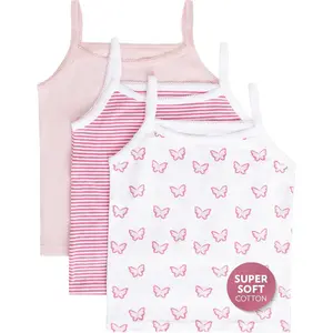 Stripe Super Soft Girls Tagless Undershirts Camisoles Cotton Cami Tank Tops 3 Pack