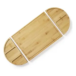Garvee 3-Piece Magnetic Bamboo Cheese Board Set with Deep Juice Grooves, 28in Large Versatile Wooden Charcuterie Board & Platter for Party, Wedding, Kitchen Food Prep