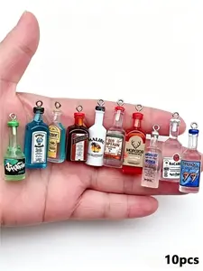 10pcs Mini Liquor Bottle Charms, 3D Acrylic Alcohol Bottle Pendants, Cute Beer Bottle Keychain Charms for DIY Jewelry, Keychains & Bag Decor, Cute Fashion Bag Accessories, Ideal Office & Classmate Gifts for Birthdays, Christmas & Graduation