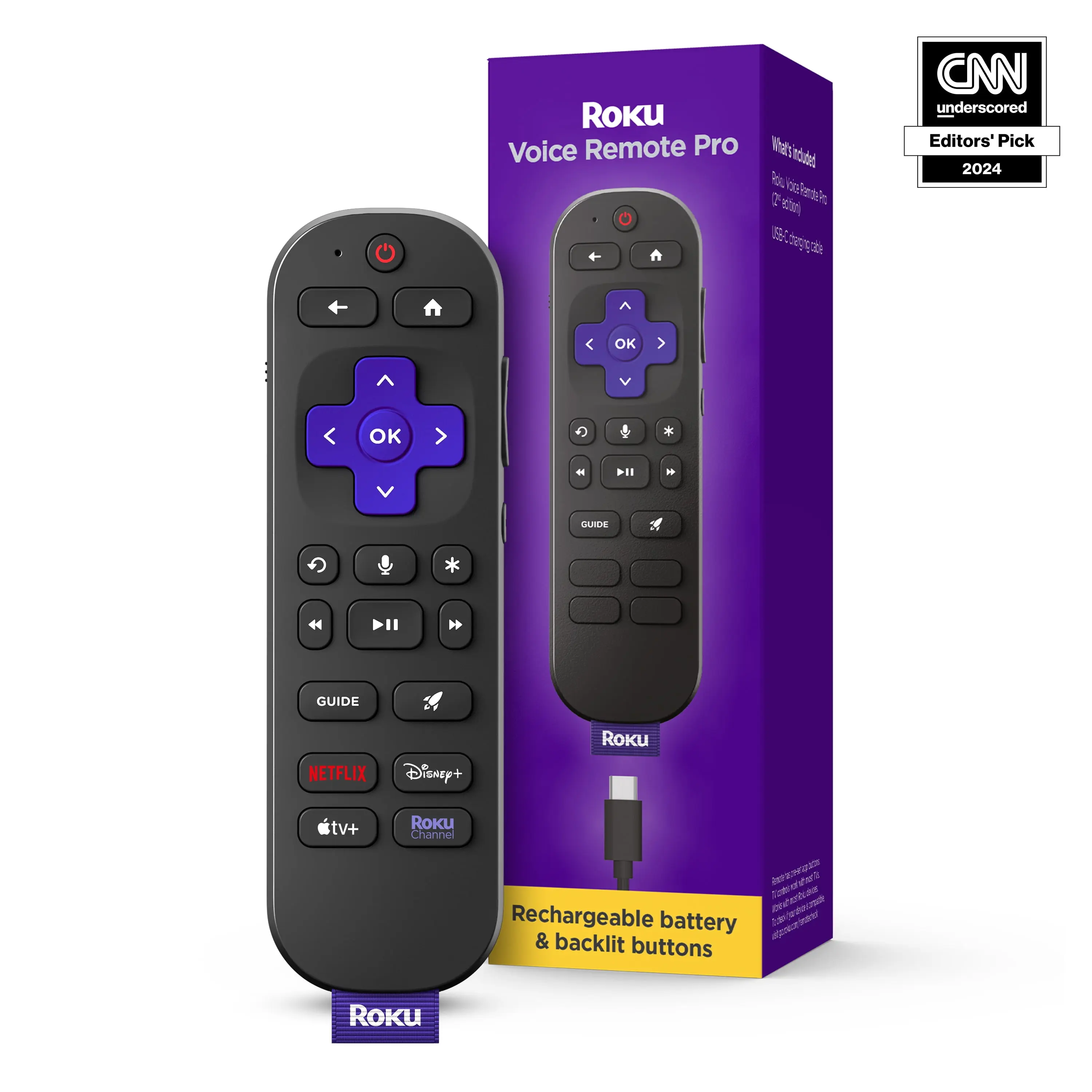 Control with Hands-free Voice Controls, Backlit Buttons, & Lost Remote Finder - Replacement Remote Compatible with All Roku TV, Players, Audio