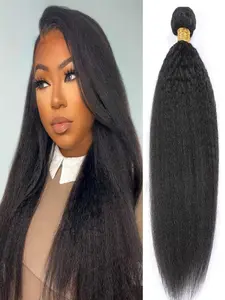 Kinky Straight Bundles Human Hair, Yaki Straight Human Hair, 100% Unprocessed Brazilian Virgin Remy Hair