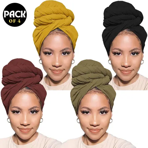 African-Inspired Lightweight Head Wraps for Women, Enhancing Style and Culture Pack of 4