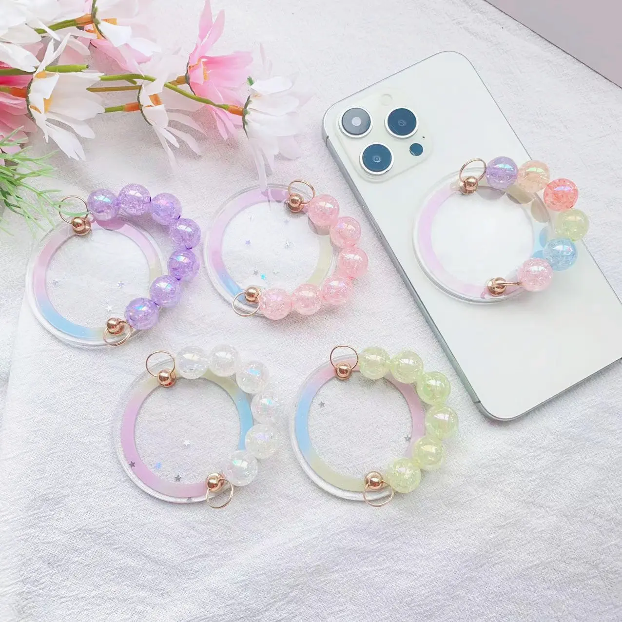 Cute Beaded Phone Strap with MagSafe Base, Gradient Magnetic Phone Wristlet Lanyard, Detachable Hand Chain Accessory for MagSafe Cases Aesthetic meets MagSafe!Snap it on, look cute, and never drop your phone again!💖📱#magsafe#phonecharm#techaccesso