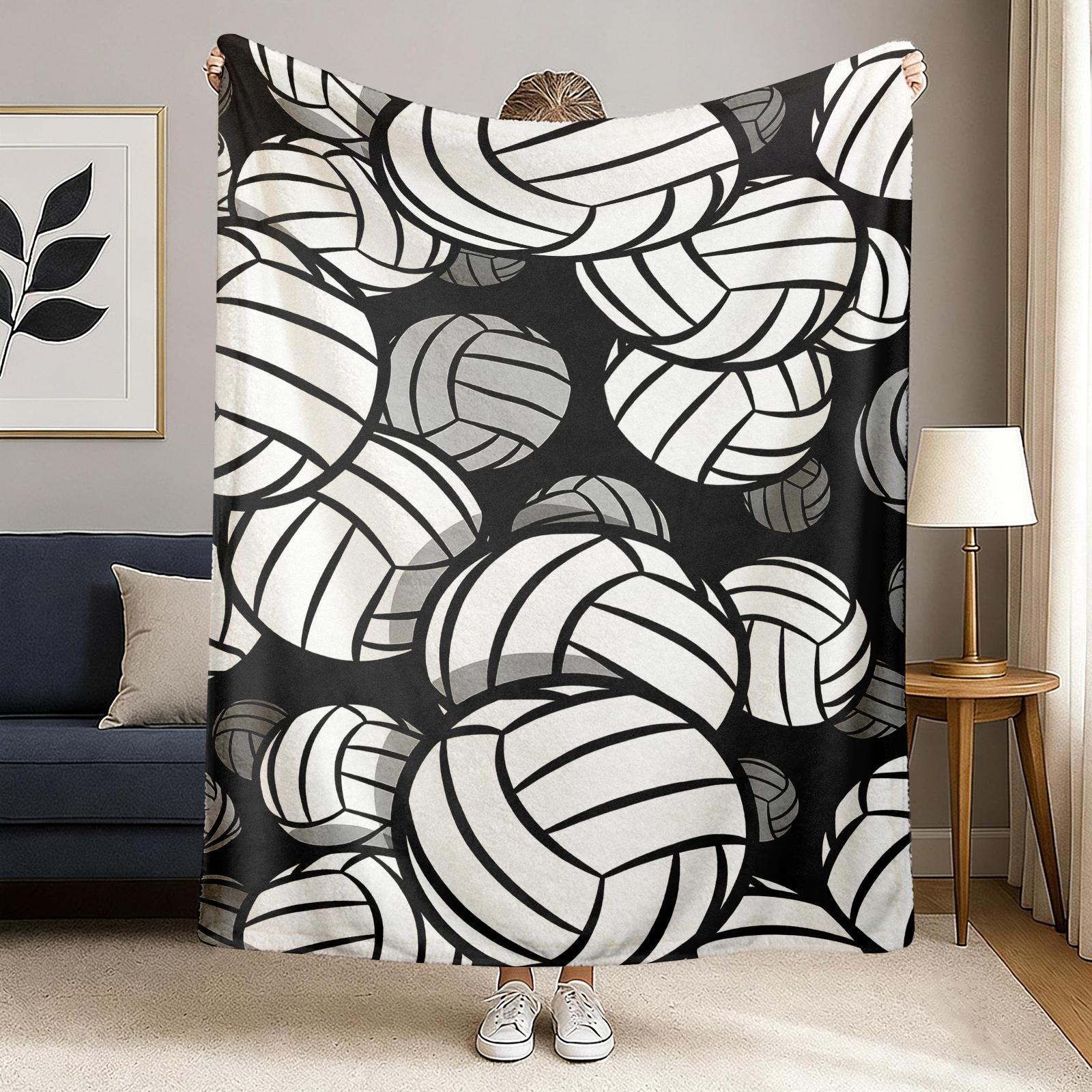 Volleyball Pattern Warm Blanket for Outdoor Sports and Leisure Soft Comfortable Ideal for Sports Enthusiasts and Fans Perfect Christmas or New Year Gift，baseball lover lightweight comfort sofa bed office travel