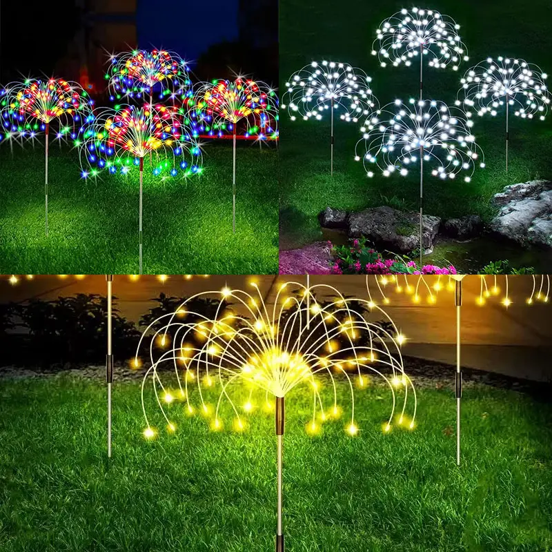 LED Solar Fireworks Globe String Lights - 60/90/120/150/200/240 LED Dandelion Flash Fairy Lights for Outdoor Garden, Patio Decoration (Home Improvement Outdoor Lighting)