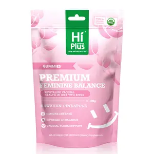 Hi Plus Nutrition Premium Feminine Balance Gummies Hawaiian Pineapple - Immune Support, Vegan, Gluten -Free, Boost Women's Health