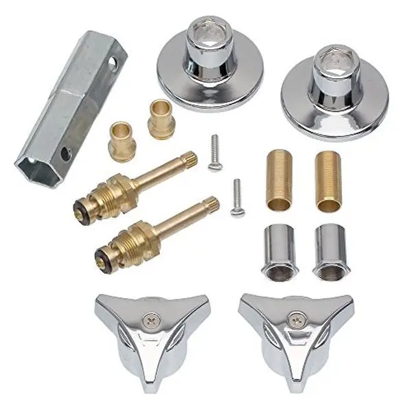 Danco 39690 3-Handle Tub & Shower Remodel Trim Kit - Union, Brass & Chrome, Socket Wrench, #107 Seats, 7e-1h Stems, Handles & Flanges, 11.75 x 6.75 x 2 in