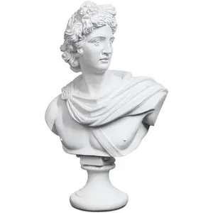 14.2in Greek Statue of Apollo Classic Roman Bust Greek Mythology White Sculpture for Home Décor