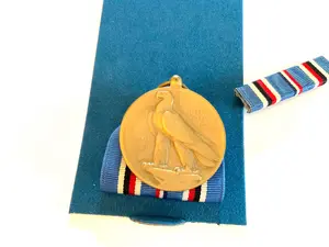 WWII American Campaign Medal with Original Box and Ribbon Bar - 1941-1946