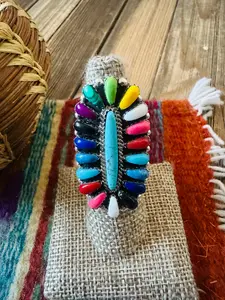 Handcrafted Sterling Silver & Multi Stone Cluster Ring