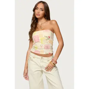 Cicilla Vintage Mixed Print Tube Top