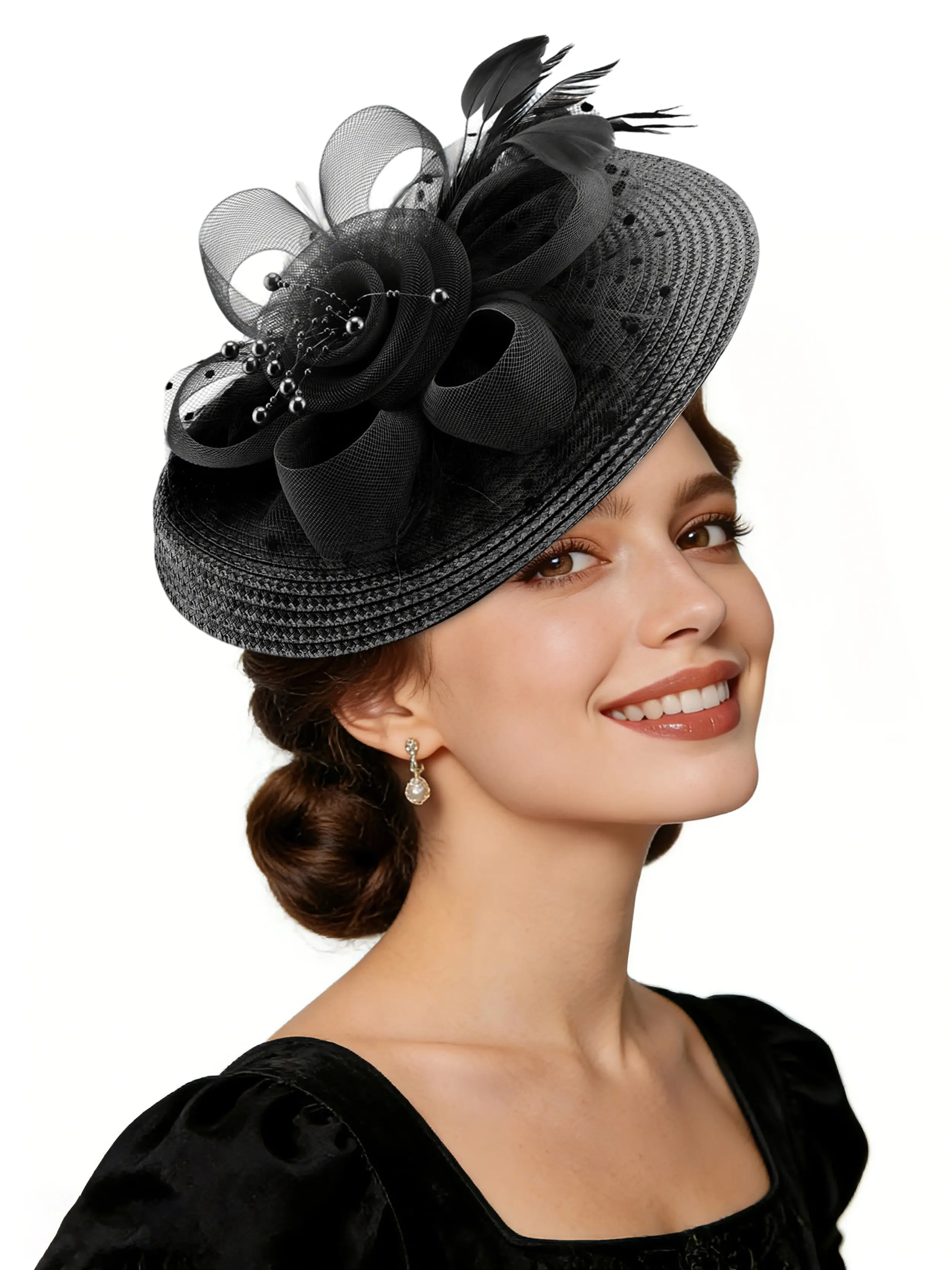 1PC Fascinators Hats for Women - 2026 Tea Party Cocktail Fascinator Flat Kentucky Vintage Funeral Derby Hat,Easter, the carnival season, the horse racing season, church hat, Fitted Cool Hats