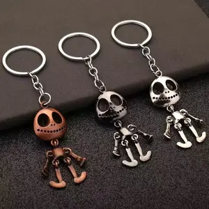 Halloween Funny Metal Skull Man Keychain Compact 5 cm Lightweight 20 g Unique Design for Halloween Enthusiasts Round Keychain