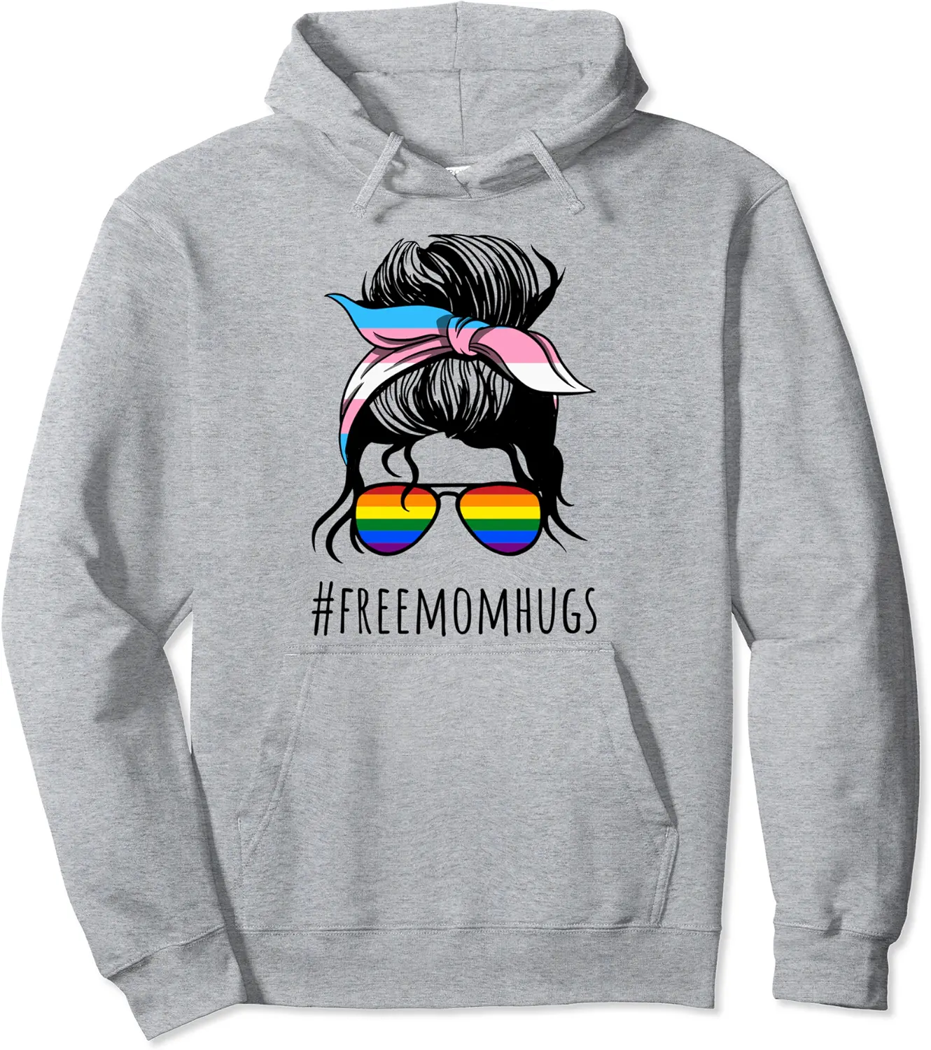 Free Mom Hugs Flag LGBT Messy Bun Trans Gay Pride Rainbow Pullover Hoodie - Kevincifuen Shop 24B09PZK3HWC