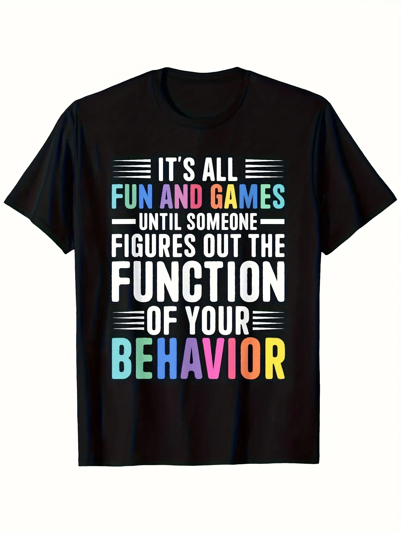 Funny I Know My Abc'S Beor Analyst Therapist RBT ABA Graphic T-Shirt - Black Comfort Fit Ultra-Soft Breathable Men'S Casual Street Style Tee with Colorful Print