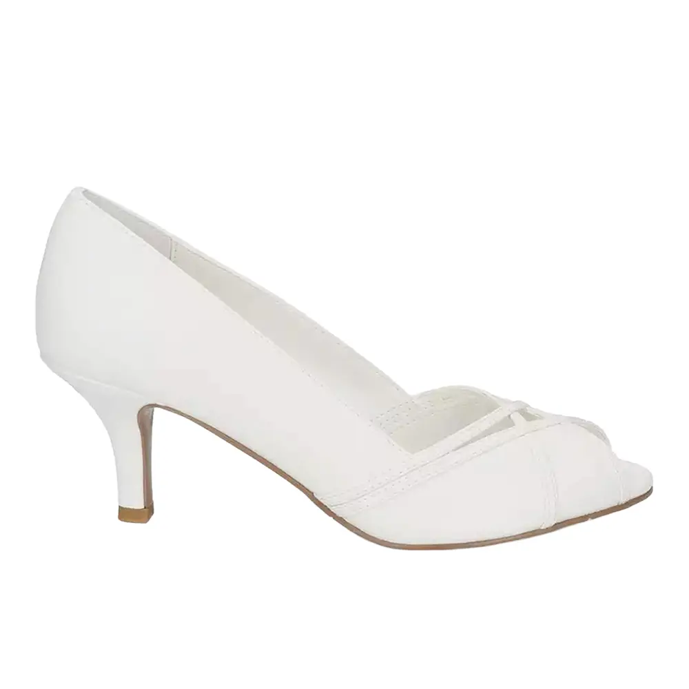 Easy Street Womens Celeste Peep Toe Kitten Pumps Dress Casual Casual Low Heel 1-2" - White